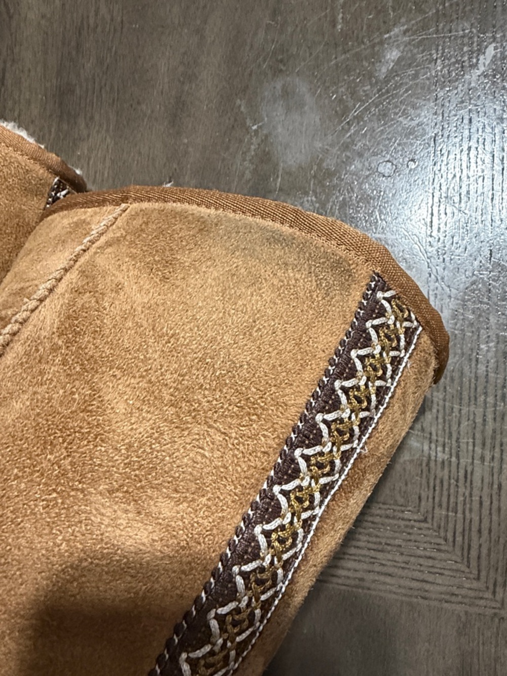 UGG Ultra tall Shearling Embroidered Chestnut boots size 9 - Picture 11 of 15